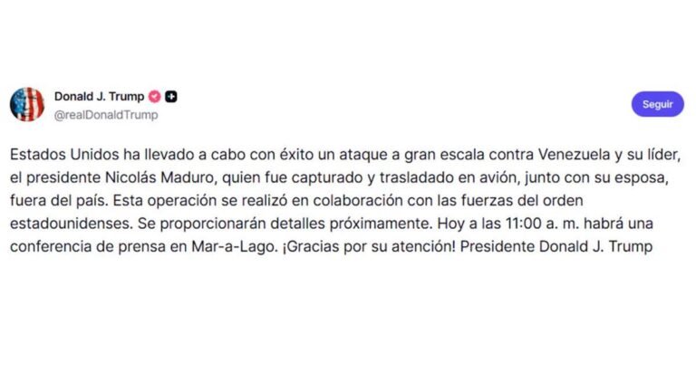 Trump confirma captura de Nicolás Maduro y desata fuerte reacción política en Colombia