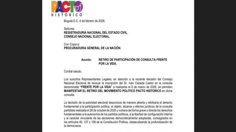 Pacto Histórico se baja oficialmente de la consulta del 8 de marzo