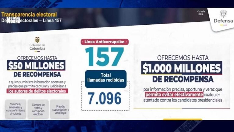 MinDefensa ofrece $1.000 millones por información sobre atentados a candidatos y $50 millones por delitos electorales