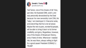 Trump lamenta muerte de fundador de CNN
