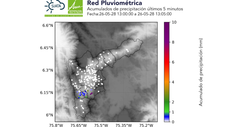 Fuertes lluvias mantienen alertas en el sur del Valle de Aburrá; el Siata reporta altos acumulados en Envigado y Caldas