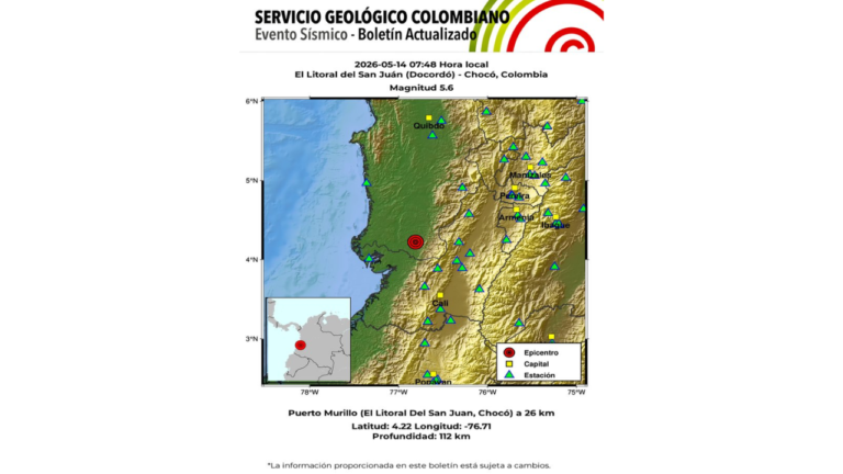 Sismo de magnitud 5.6 en Chocó se sintió en Antioquia; Medellín no reporta afectaciones