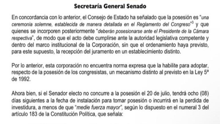 Congreso fue enfático. ¡No! a posesión de Wadith Manzur desde prisión