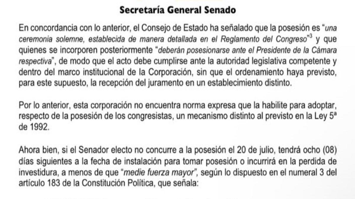 Congreso fue enfático. ¡No! a posesión de Wadith Manzur desde prisión
