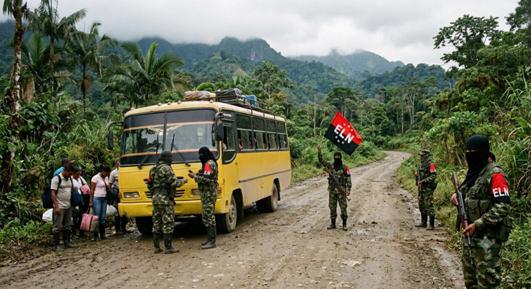 ELN secuestró a 39 personas, entre ellas un niño de 2 años, en una vía del Chocó