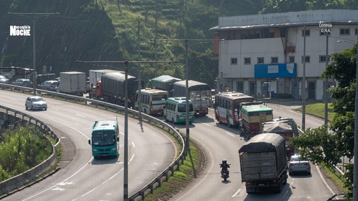 Tensión en el peaje de Amagá: camioneros y volqueteros protestan por aumento del 20 % en las tarifas