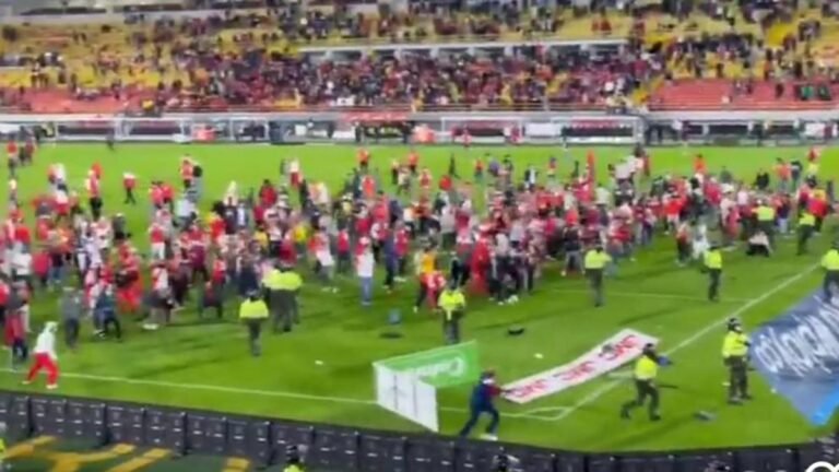 El presunto robo de una bandera desató una batalla campal entre hinchas de Santa Fe y América