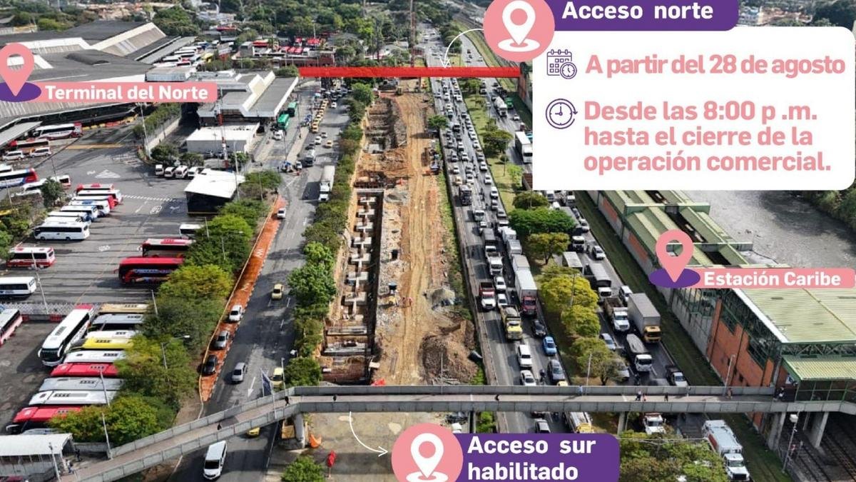 Ojo: cambia el acceso nocturno en estación Caribe por obras del Metro de la 80