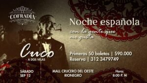 Rionegro y La Cofradía se visten de España: Cuco llega con una noche para cantar, bailar y recordar
