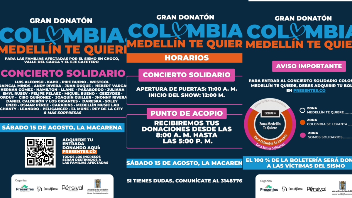 Medellín se une con un concierto solidario para ayudar a las familias afectadas por el terremoto