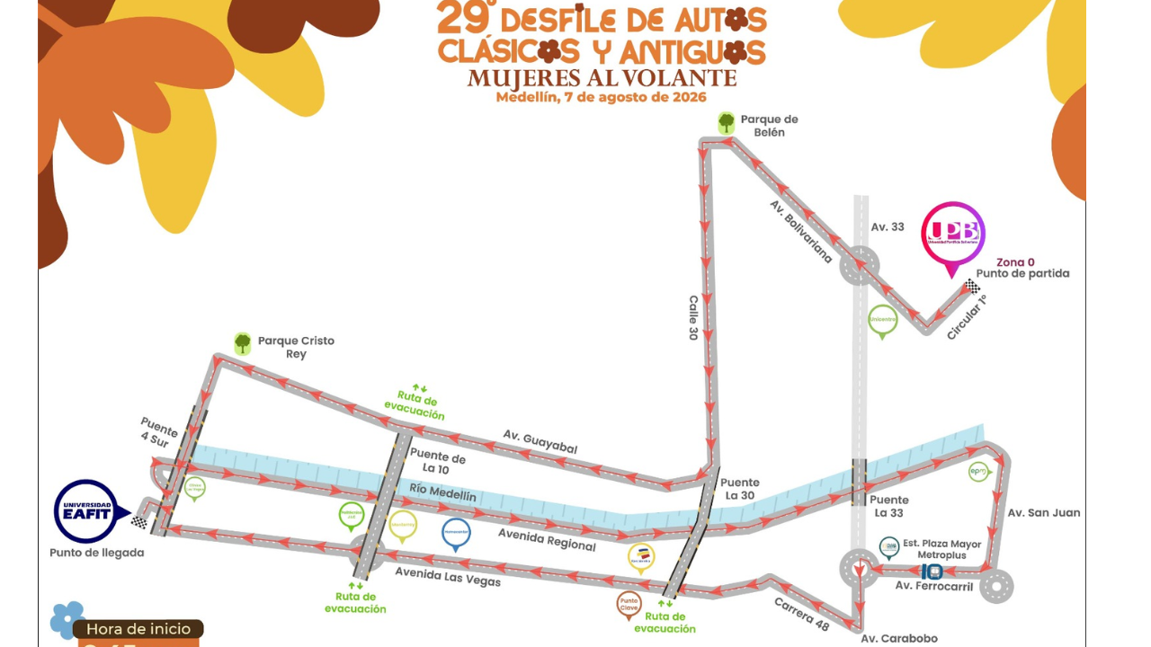 Así será el recorrido del Desfile de Autos Clásicos y Antiguos en la Feria de las Flores