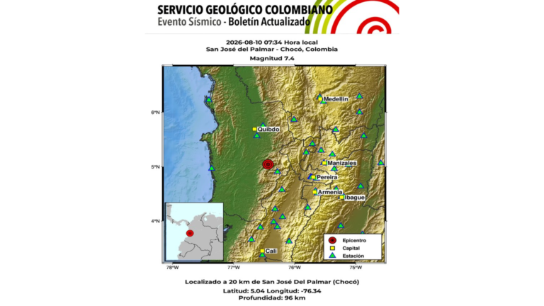 Fuerte sismo de magnitud 7,4 sacudió a Colombia: reportan afectaciones en varias regiones