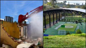 Derriban tres inmuebles señalados como focos de inseguridad y transforman escenario deportivo en Rionegro