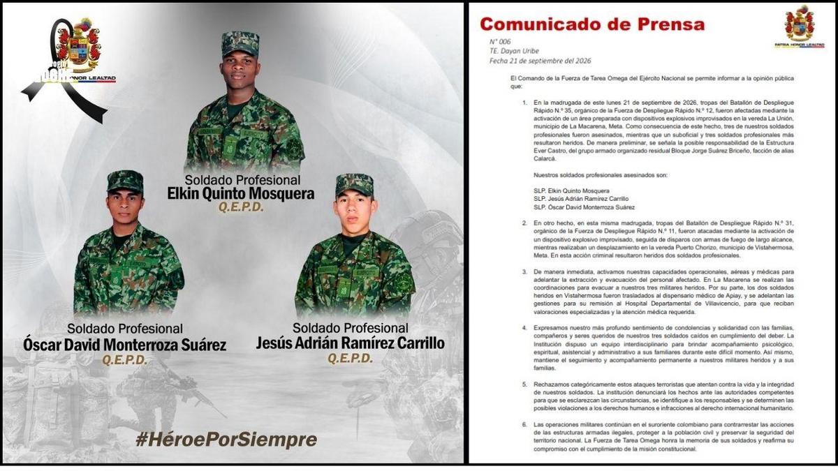 Una madrugada de ataques contra el Ejército terminó con tres soldados muertos y seis heridos