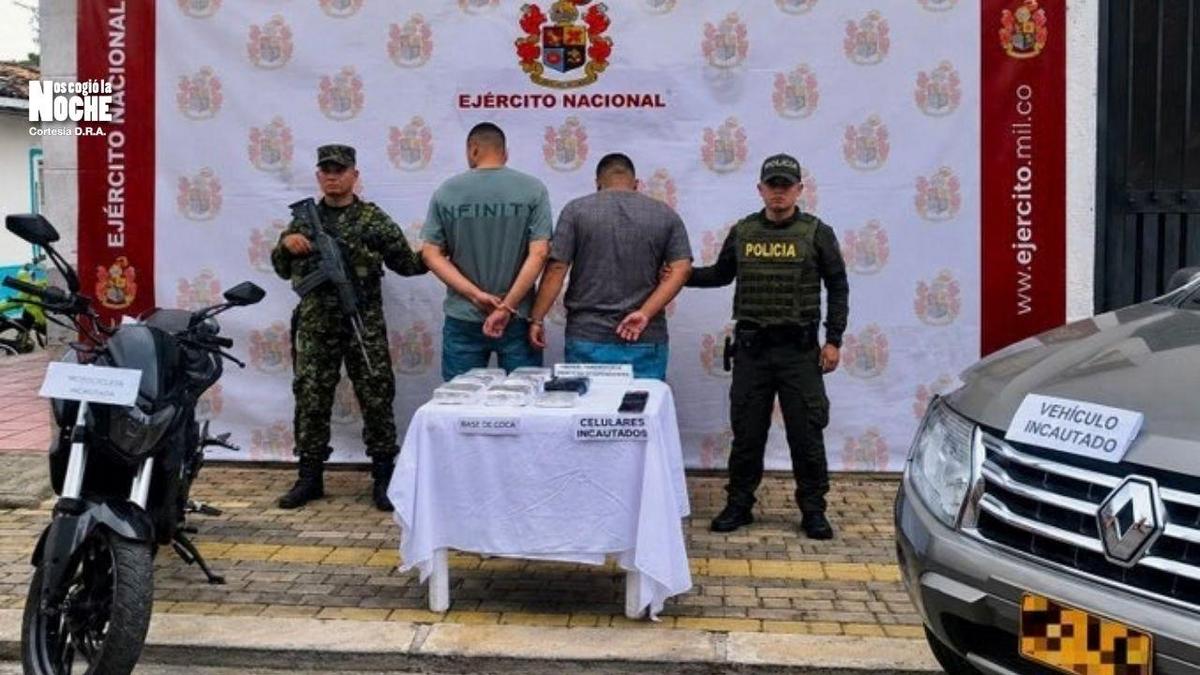 Los capturaron con varios kilos de base de pasta de coca en un municipio antioqueño