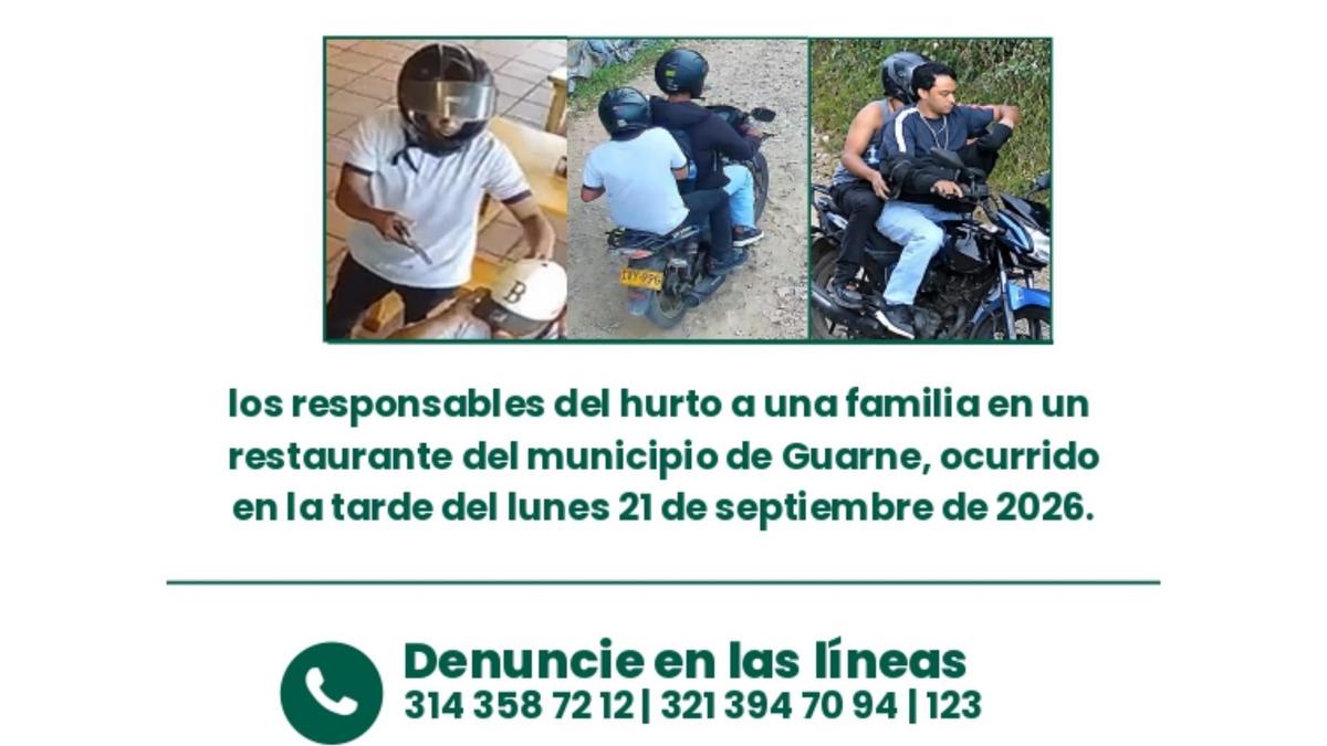 Robaron a una familia a punta de pistola en Guarne y quedaron grabados: ofrecen $50 millones
