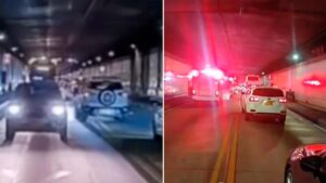 En video quedó registrado el momento del accidente en el Túnel de Oriente