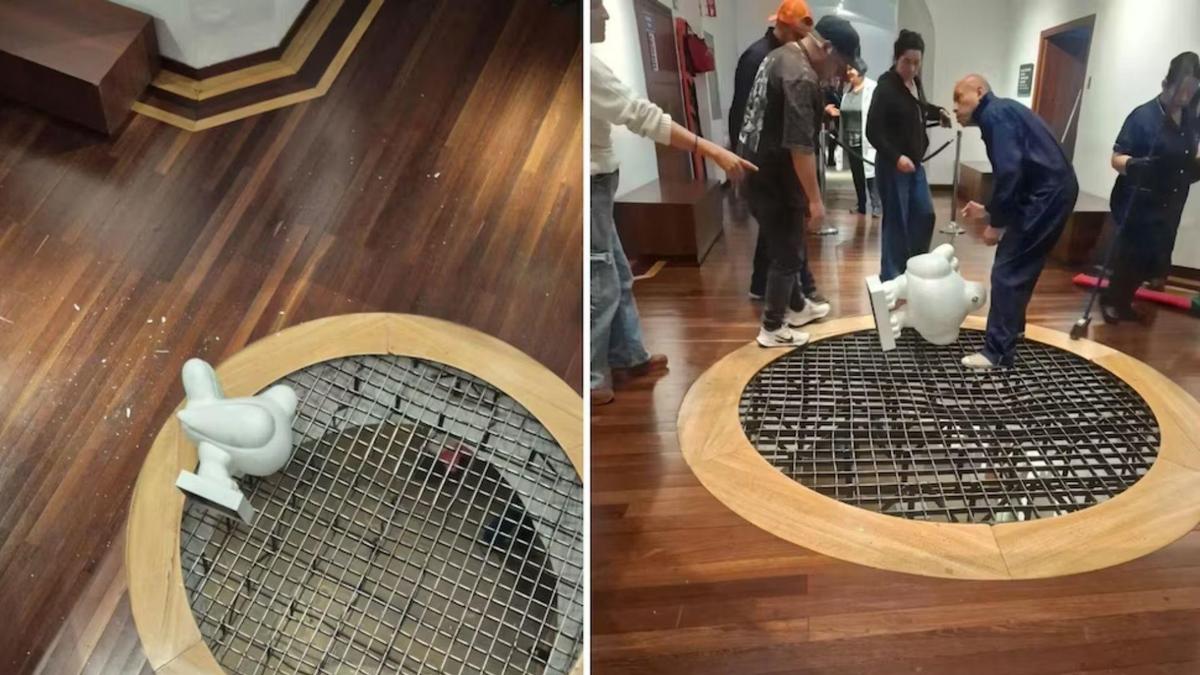 La Paloma de la Paz de Botero cayó del tercer piso del Museo Nacional: una visitante la derribó al tomarse una foto